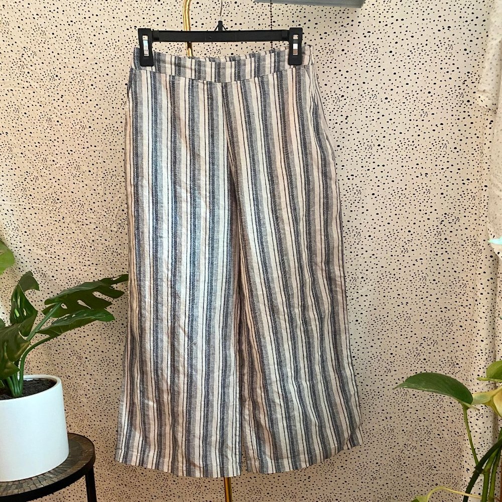 Wide Leg Cropped Linen Pants